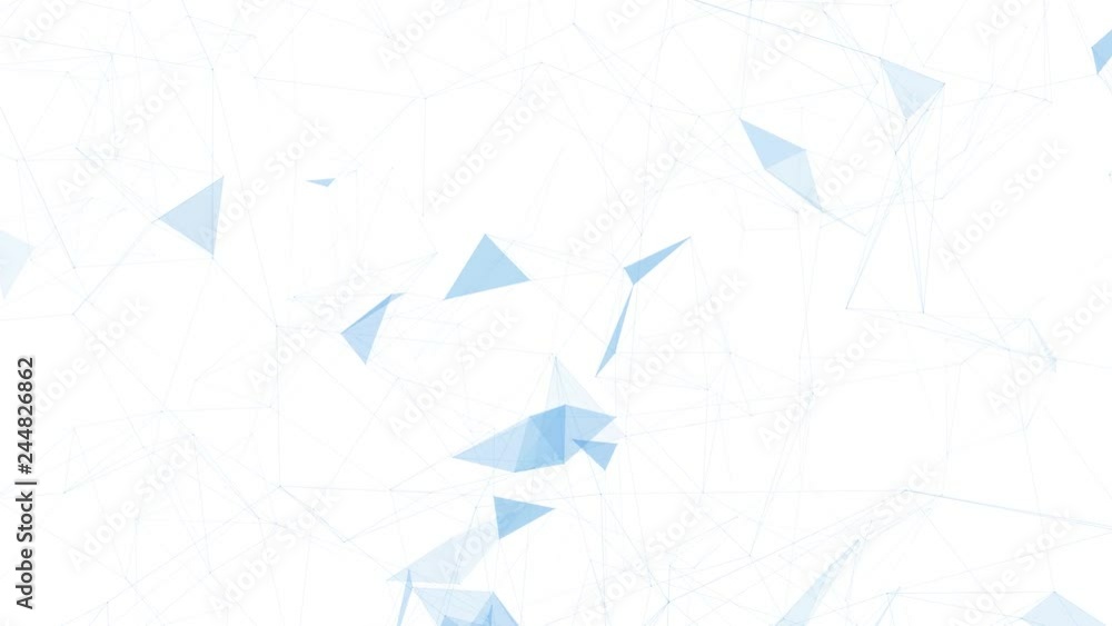 Canvas Prints beautiful blue coloured network lines and triangles motion on white background.