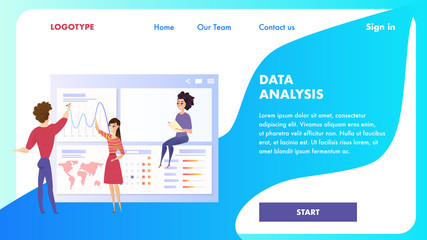 Data Analysis Chart Landing Page Vector Character