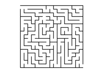 White vector pattern with a black labyrinth.