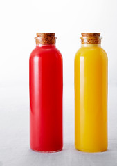 Delicious drink, bottled mango watermelon juice
