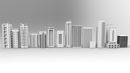 Buildings, skyscrapers, metropolis image. 3d illustration. On a light background.