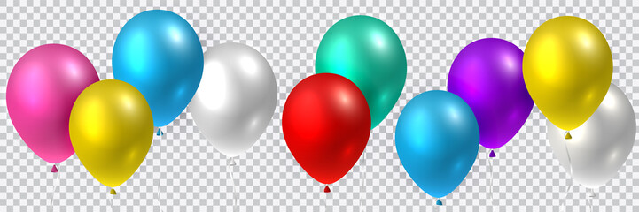 Beautiful colorful realistic seamless vector of colorful flying party balloons. © Jan