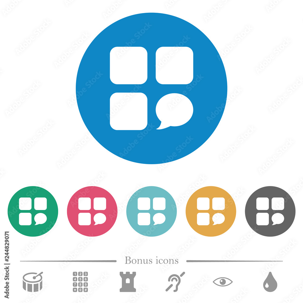 Poster message component flat round icons