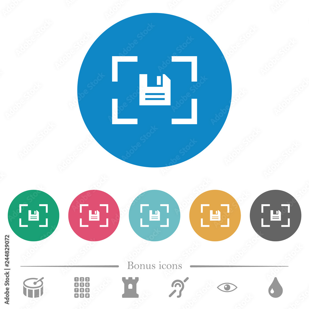 Poster camera save image flat round icons
