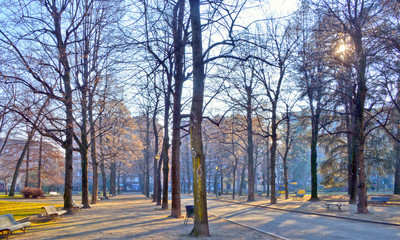 veduta di alcuni angoli di un parco pubblico a Torino