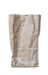 Kraft package with rectangular bottom isolated on white background