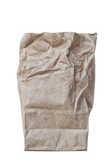 Kraft package with rectangular bottom isolated on white background