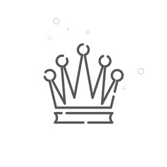 Royal Crown Vector Line Icon, Symbol, Pictogram, Sign. Light Abstract Geometric Background. Editable Stroke