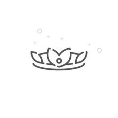 Diamond Tiara Vector Line Icon, Symbol, Pictogram, Sign. Light Abstract Geometric Background. Editable Stroke