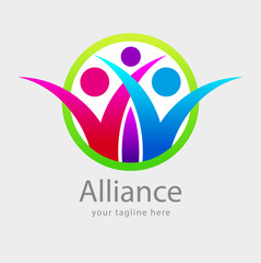 Vector Abstract colorful people symbols for community, alliance, biusiness, and healthy.
