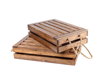 Two brown wooden crates