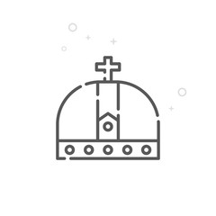 Royal Crown Vector Line Icon, Symbol, Pictogram, Sign. Light Abstract Geometric Background. Editable Stroke
