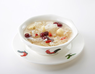 Delicious dessert, rock sugar, white fungus and lotus seed soup