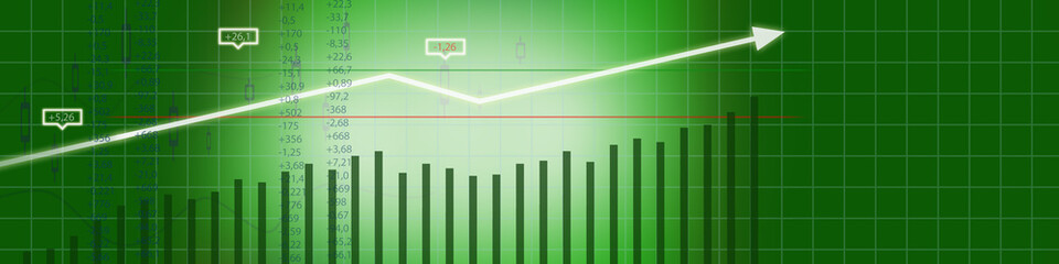 Business stock market background. Green