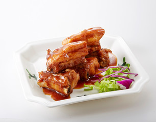 Delicious Chinese food, grilled pork ribs with sauce