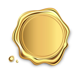 Gold stamp wax seal approval sealing retro label set. Quality garantee label. Elite.