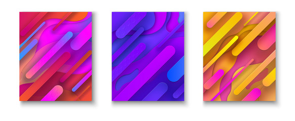 Set of colorful backgrounds with geometric pattern.