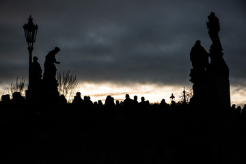Silhouette of people at the charlesbridge 