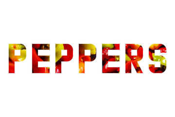 Colourful cut out of the word peppers, illustration 