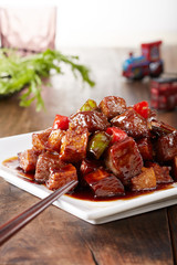 Delicious Chinese food, eggplant in braised sauce