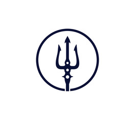 trident fork in circle vector icon logo design