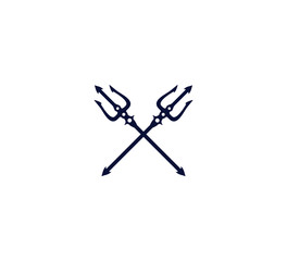 crossed trident fork vector icon logo design