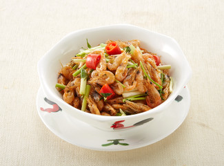 Delicious Chinese food, stir-fried river shrimp