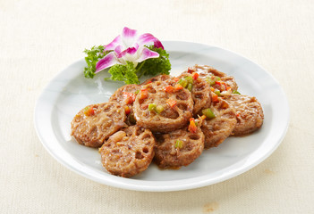 Delicious Chinese cuisine, fried lotus root