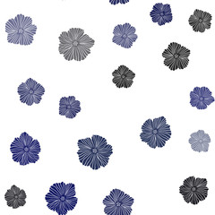 Dark BLUE vector seamless abstract background with flowers.