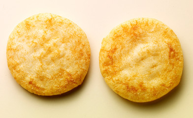 Crisp biscuits on a white background
