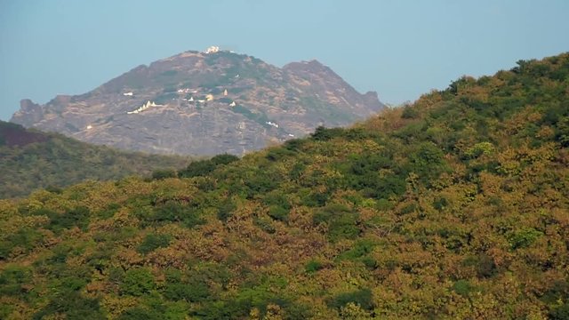 a mountain against a blue sky