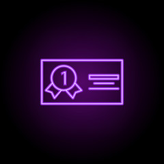 certificate icon. Elements of awards in neon style icons. Simple icon for websites, web design, mobile app, info graphics