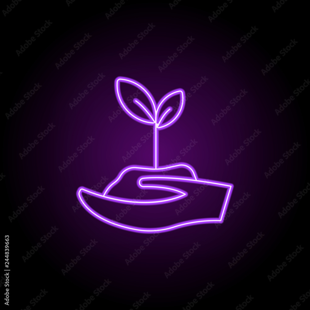 Poster sprout icon. elements of eco in neon style icons. simple icon for websites, web design, mobile app, 