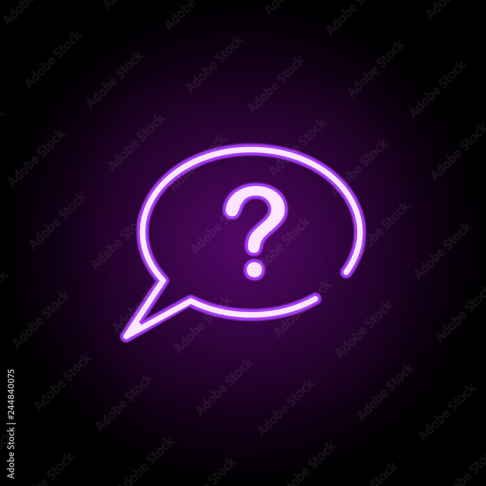 Poster question of communication bubble icon. elements of startups in neon style icons. simple icon for web