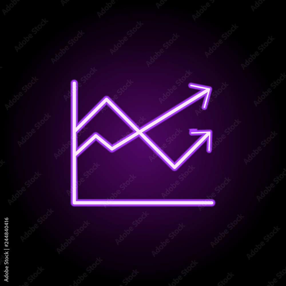 Poster arrow stats icon. elements of startups in neon style icons. simple icon for websites, web design, mo