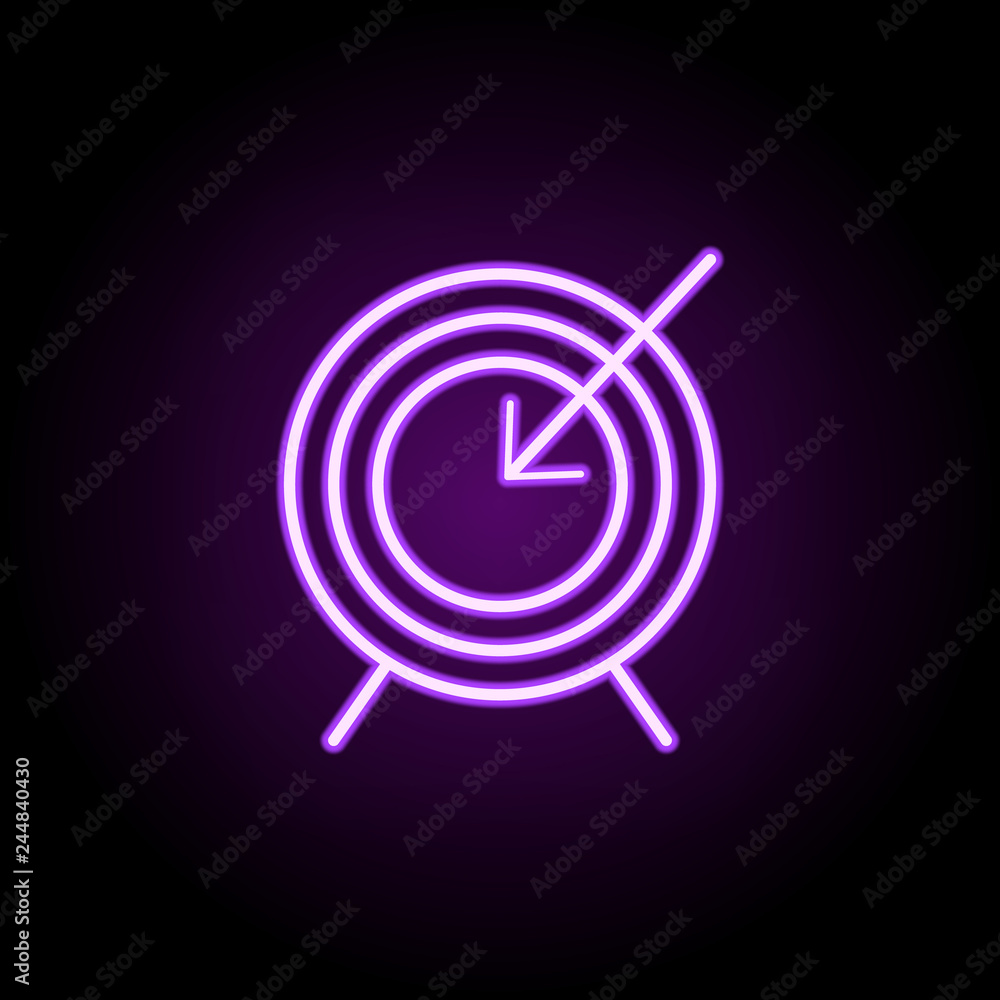 Poster target target arrow icon. elements of startups in neon style icons. simple icon for websites, web de