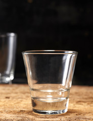 Close-up empty glasses on the table