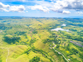 Aerial view of sidehill at Sumba Island, Indonesia