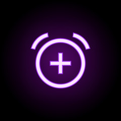 Obraz premium Add alarm icon. Elements of web in neon style icons. Simple icon for websites, web design, mobile app, info graphics