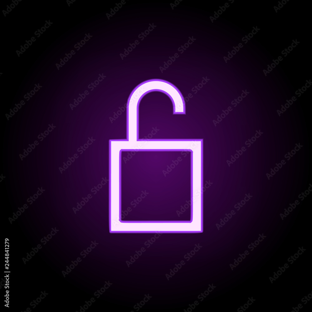 Poster open lock icon. elements of web in neon style icons. simple icon for websites, web design, mobile ap