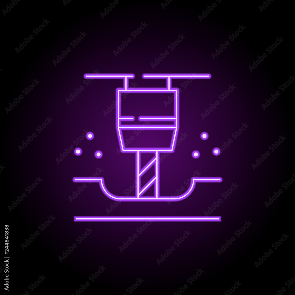 Poster machinery icon. elements of laser in neon style icons. simple icon for websites, web design, mobile 