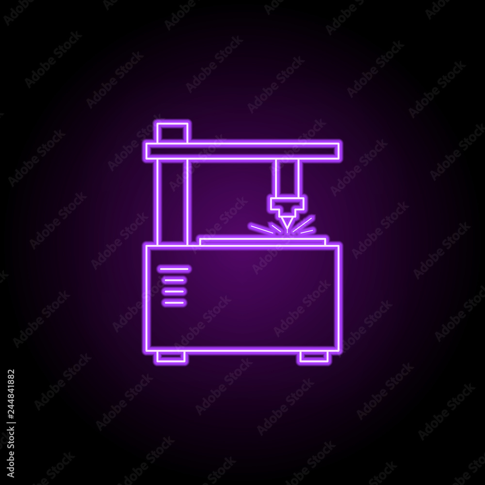 Poster laser machine icon. elements of laser in neon style icons. simple icon for websites, web design, mob