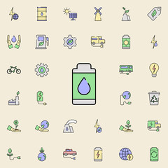 Battery water power icon. sustainable energy icons universal set for web and mobile