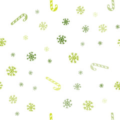 Light Green vector seamless layout with christmas sweet desserts.