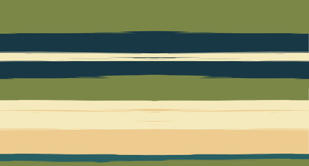 Brown, Gray, Green Vector Seamless Summer Pattern Narrow Sailor Stripes. Trendy Textured Horizontal Hipster Lines, Paintbrush Male Fabric Design. Vector Watercolor Seamless Stripes Track Background.