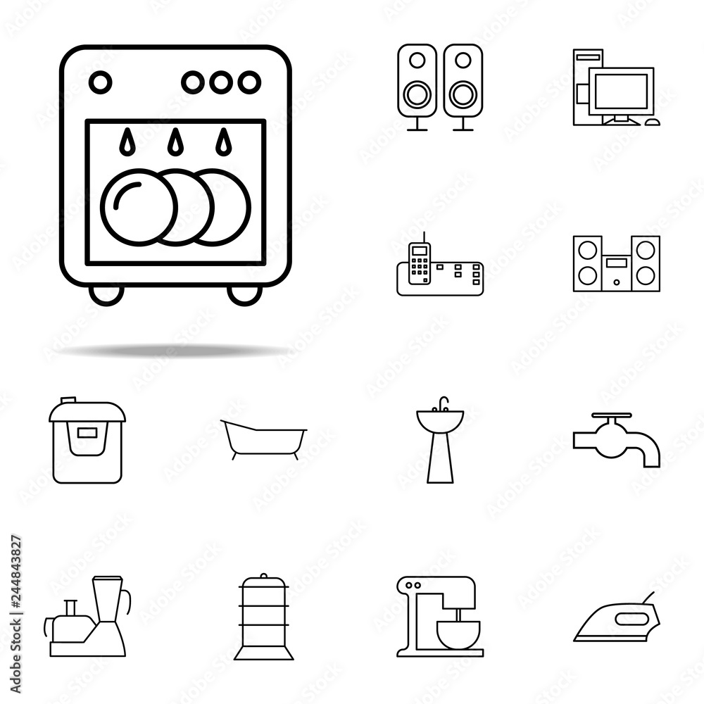 Poster dishwashing machine icon. web icons universal set for web and mobile