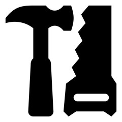 Hammer Saw Woodworker Vector Icon.eps