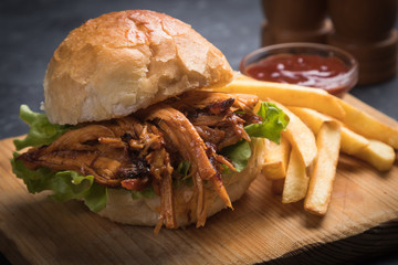 Pulled pork burger sandwich