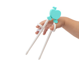 Kids chopsticks isolated on white background