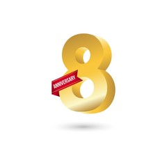 8 Year Anniversary Vector Template Design Illustration